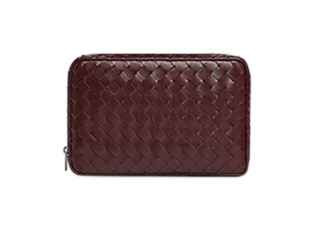 Bottega Veneta Intrecciato Medium Zipped Organizing Pouch "Madder Brown"