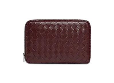 Bottega Veneta Intrecciato Medium Zipped Organizing Pouch "Madder Brown"