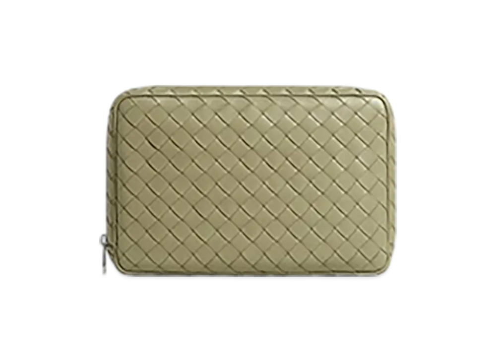 Bottega Veneta Intrecciato Large Zipped Organizing Pouch "Travertine"