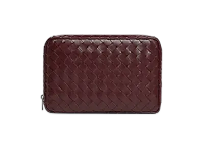 Bottega Veneta Intrecciato Large Zipped Organizing Pouch "Madder Brown"