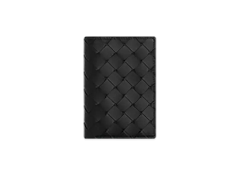 Bottega Veneta Intrecciato Passport Case "Black/Madder Brown"