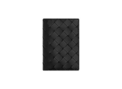 Bottega Veneta Intrecciato Passport Case "Black/Madder Brown"