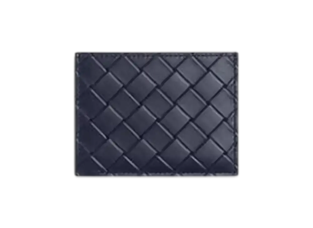 Bottega Veneta Intrecciato Stamp Credit Card Case "Abyss"
