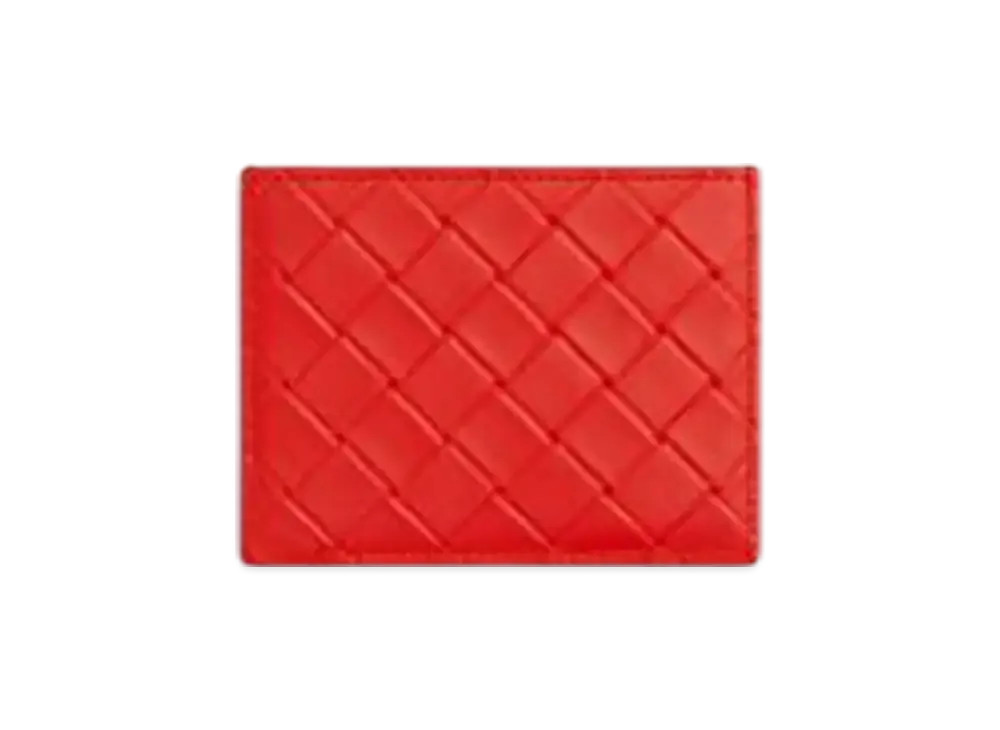 Bottega Veneta Intrecciato Stamp Credit Card Case "Cherry Tomato"