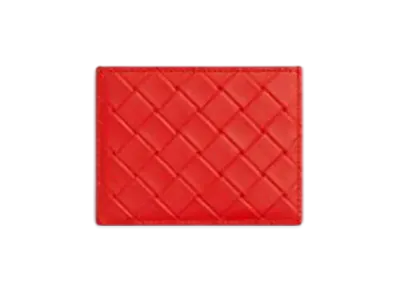 Bottega Veneta Intrecciato Stamp Credit Card Case "Cherry Tomato"