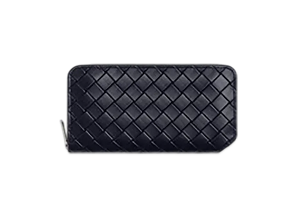 Bottega Veneta Intrecciato Stamp Zip Around Wallet "Abyss"
