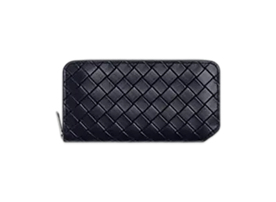 Bottega Veneta Intrecciato Stamp Zip Around Wallet "Abyss"