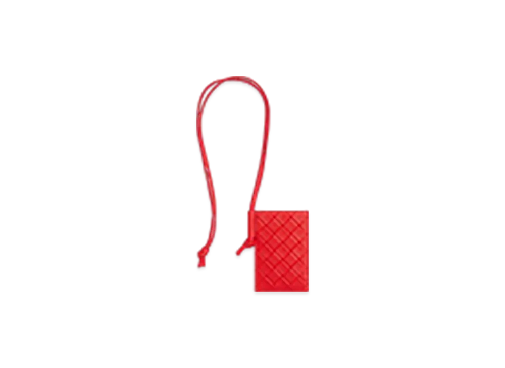 Bottega Veneta Intrecciato Stamp Badge Holder "Cherry Tomato"
