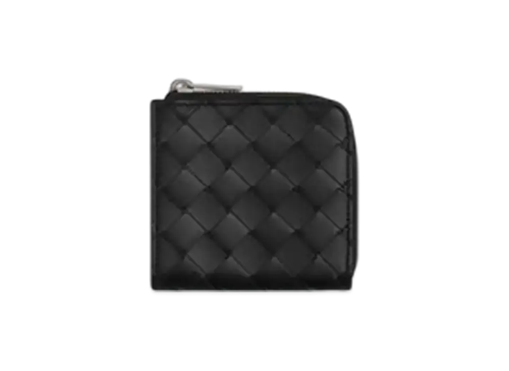 Bottega Veneta Intrecciato Square Zip Around Wallet "Black"