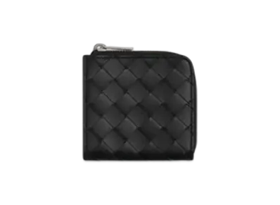 Bottega Veneta Intrecciato Square Zip Around Wallet "Black"