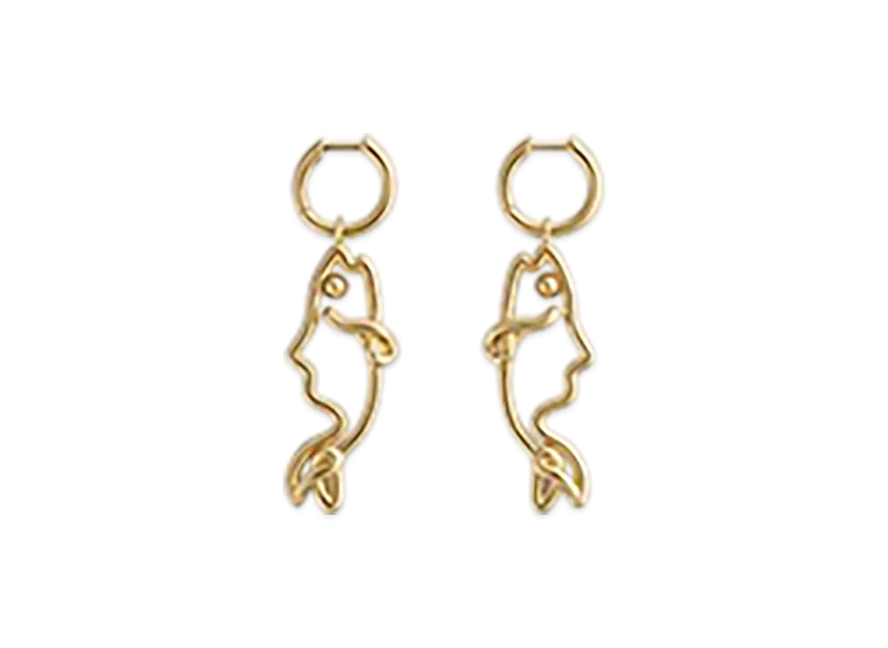 Bottega Veneta Fish Earrings "Yellow Gold"