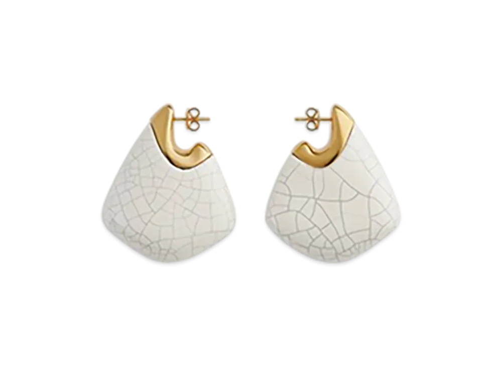 Bottega Veneta Large Fin Earrings "Chalk"