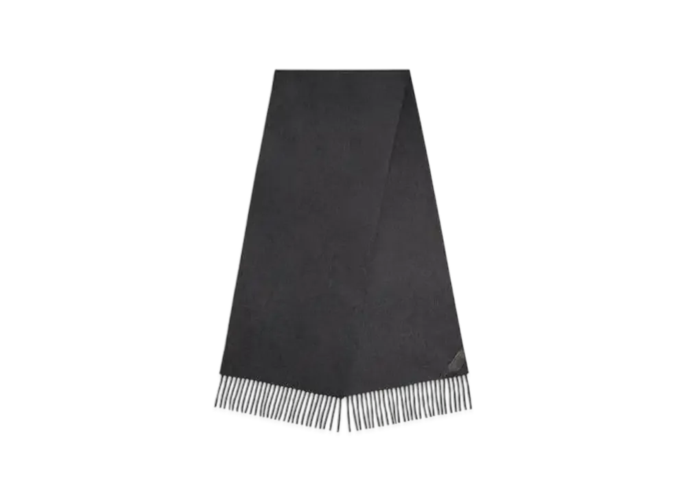 Bottega Veneta Cashmere Scarf With Leather Patch "Charcoal Melange"