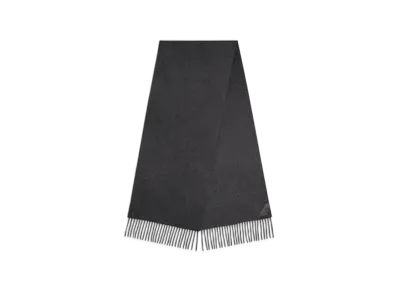 Bottega Veneta Cashmere Scarf With Leather Patch "Charcoal Melange"