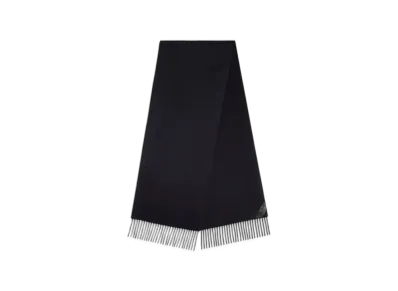 Bottega Veneta Cashmere Scarf With Leather Patch "Navy Melange"