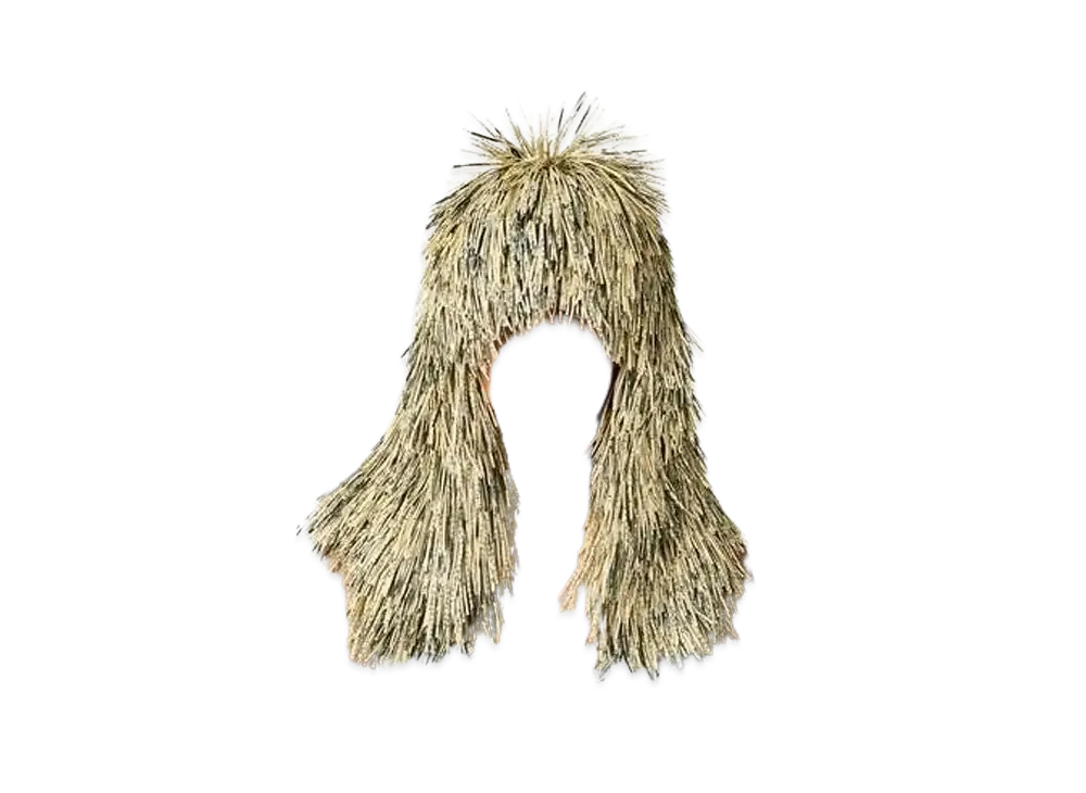 Bottega Veneta Newspaper Printed Leather Long Headpiece "Beige/Black"
