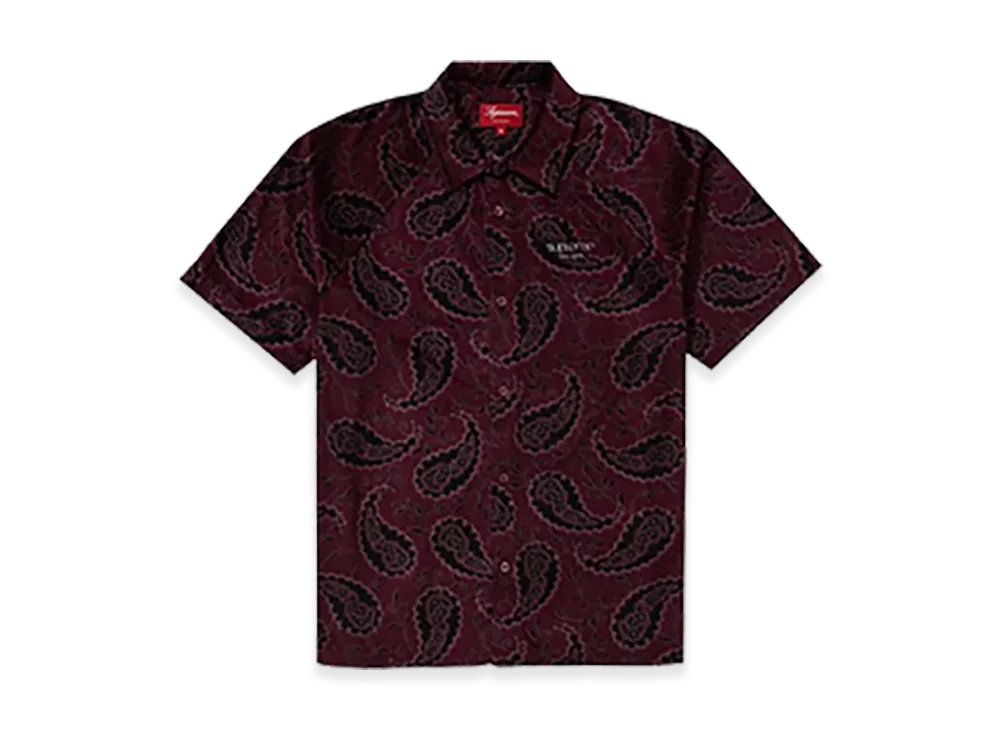 Supreme Velour S/S Shirt (19FW) "Burgundy Paisley"