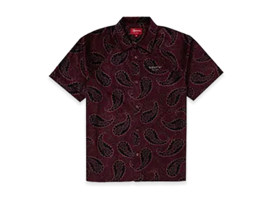 Supreme Velour S/S Shirt (19FW) "Burgundy Paisley"