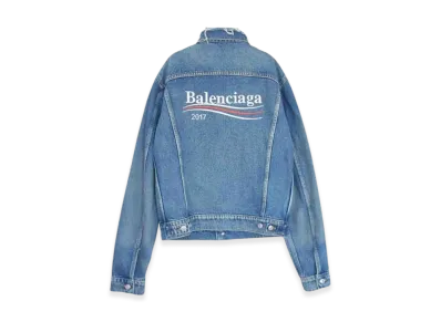 BALENCIAGA 2017 Campaign Logo Denim Jacket "Blue"