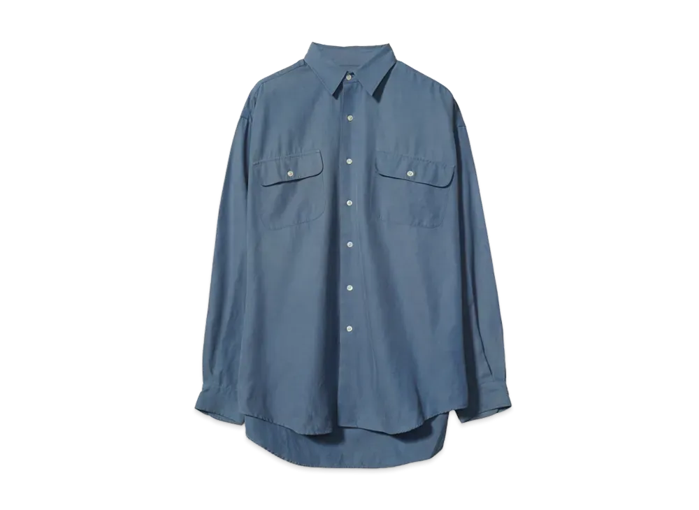 Polo Ralph Lauren 90's Silk Cotton Long Sleeve Shirt "Blue"