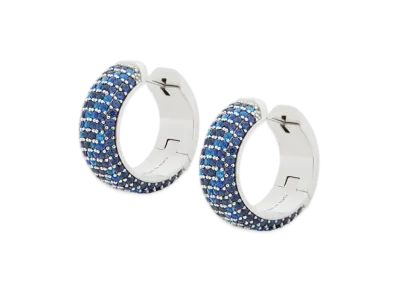 LOEWE Pave Hoop Earrings "Silver/Blue"