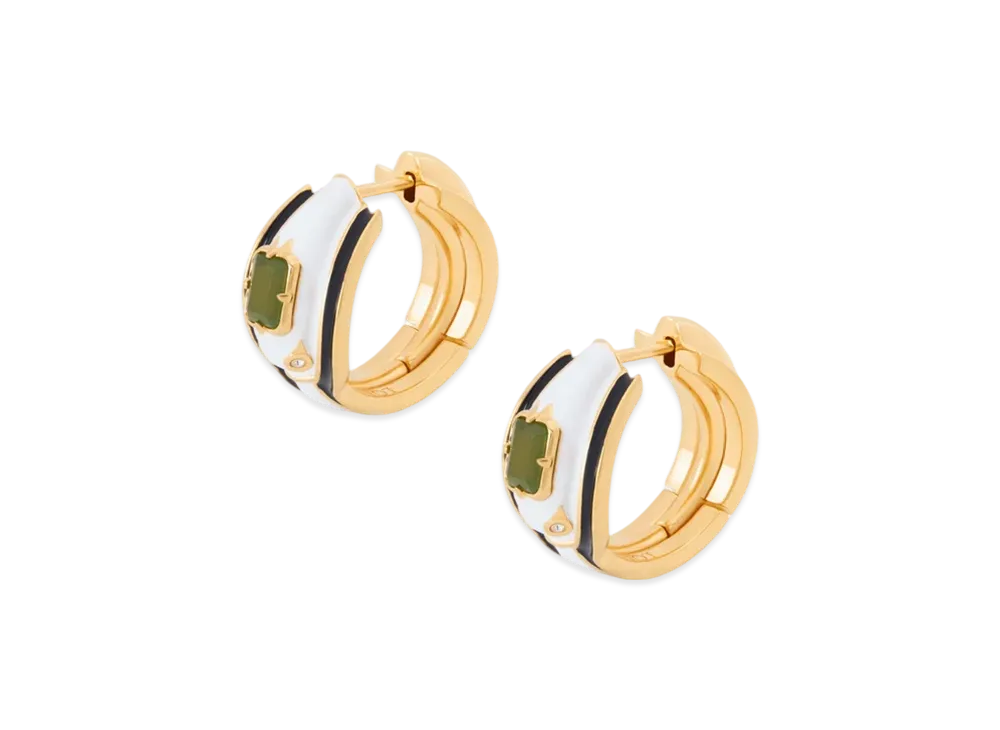 LOEWE Snake Earrings "Gold/White"