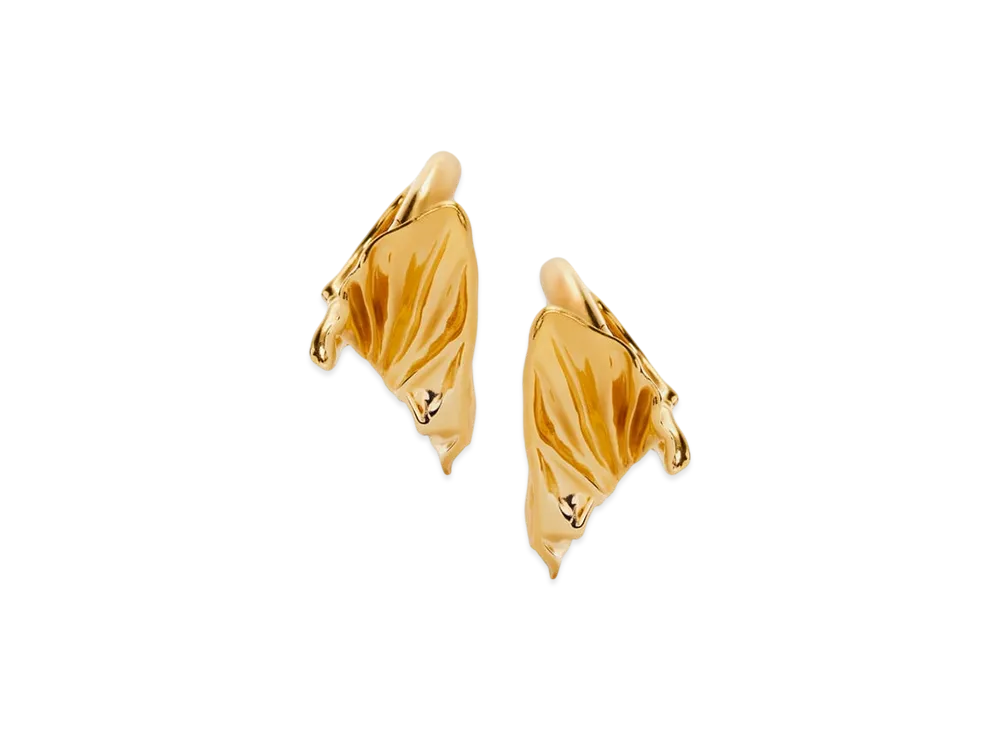 LOEWE Pleated Fan Hoop Earrings "Gold"