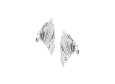 LOEWE Pleated Fan Hoop Earrings "Silver"