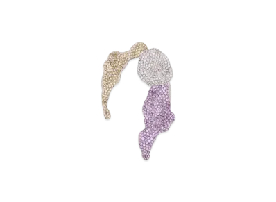 LOEWE Glitter Fragment Ear Cuff "Silver/Light Mauve/Pale Yellow"