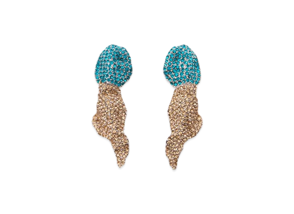 LOEWE Glitter Fragment Earrings "Silver/Dark Turquoise/Gold Yellow"