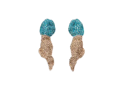 LOEWE Glitter Fragment Earrings "Silver/Dark Turquoise/Gold Yellow"