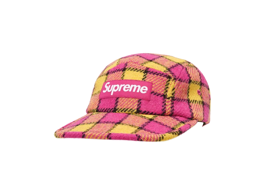 Supreme Harris Tweed Camp Cap "Pink Plaid"