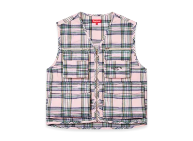 Supreme Tartan Flannel Cargo Vest "Pale Pink"