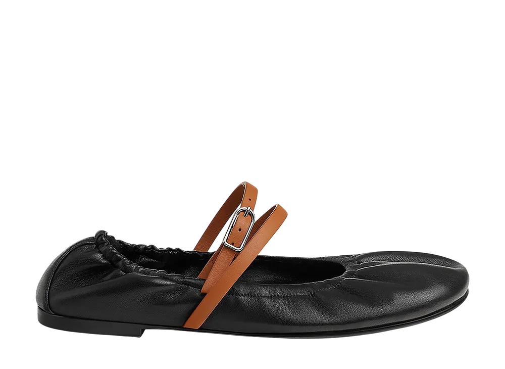 エルメス ウィメンズ ジョリー バレエシューズ "ノワール/ナチュラル"