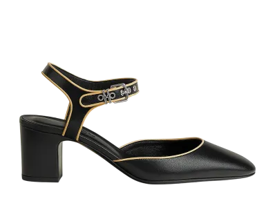 Hermes Women's Kamilla 60 Pump "Noir/Jaune Malawi"
