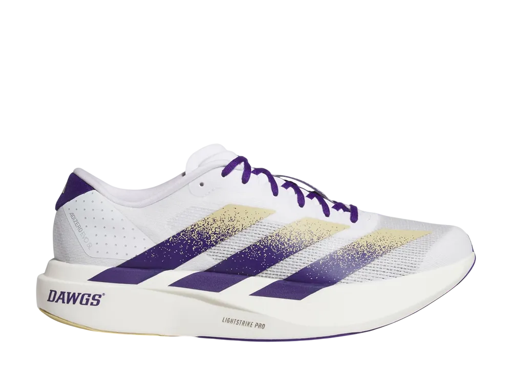 ワシントン ハスキーズ × アディダス アディゼロ エヴォ SL "クラウドホワイト/チームカレッジパープル/チームサンド"