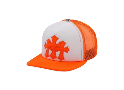 Chrome Hearts 3 Cemetery Cross Patch Trucker Hat "Orange"
