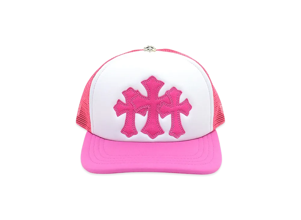 Chrome Hearts 3 Cemetery Cross Patch Trucker Hat "Pink"