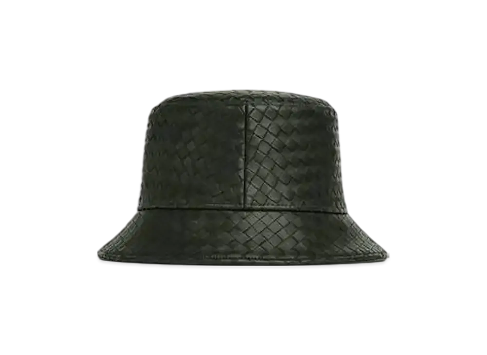 Bottega Veneta Intrecciato Leather Bucket Hat "Dark Green"