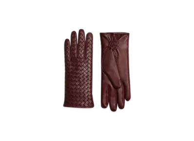 Bottega Veneta Intrecciato Leather Gloves "Garnet"