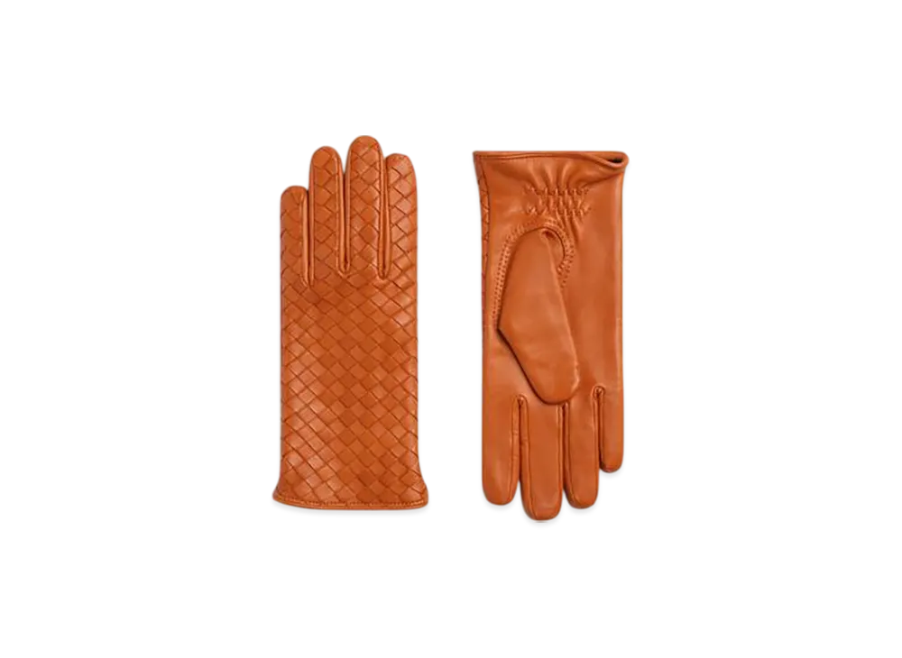 Bottega Veneta Intrecciato Leather Gloves "Brick"