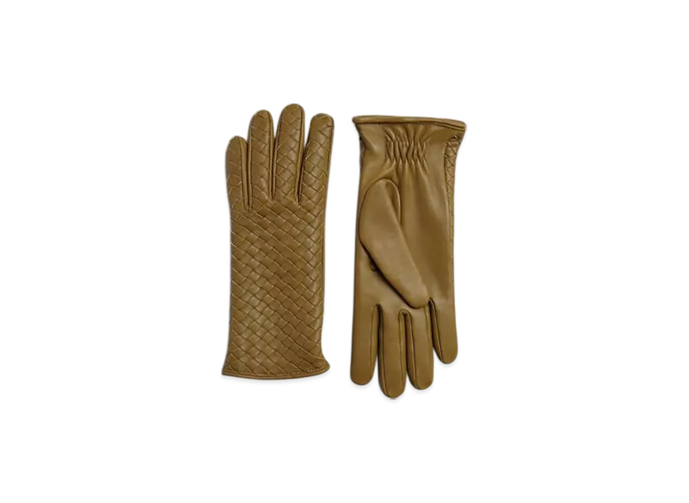Bottega Veneta Intrecciato Leather Gloves "Acorn"