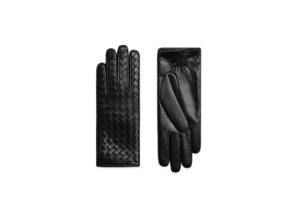 Bottega Veneta Intrecciato Leather Gloves "Nero"