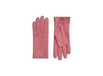 Bottega Veneta Intrecciato Suede Leather Gloves "Cherry Blossom"