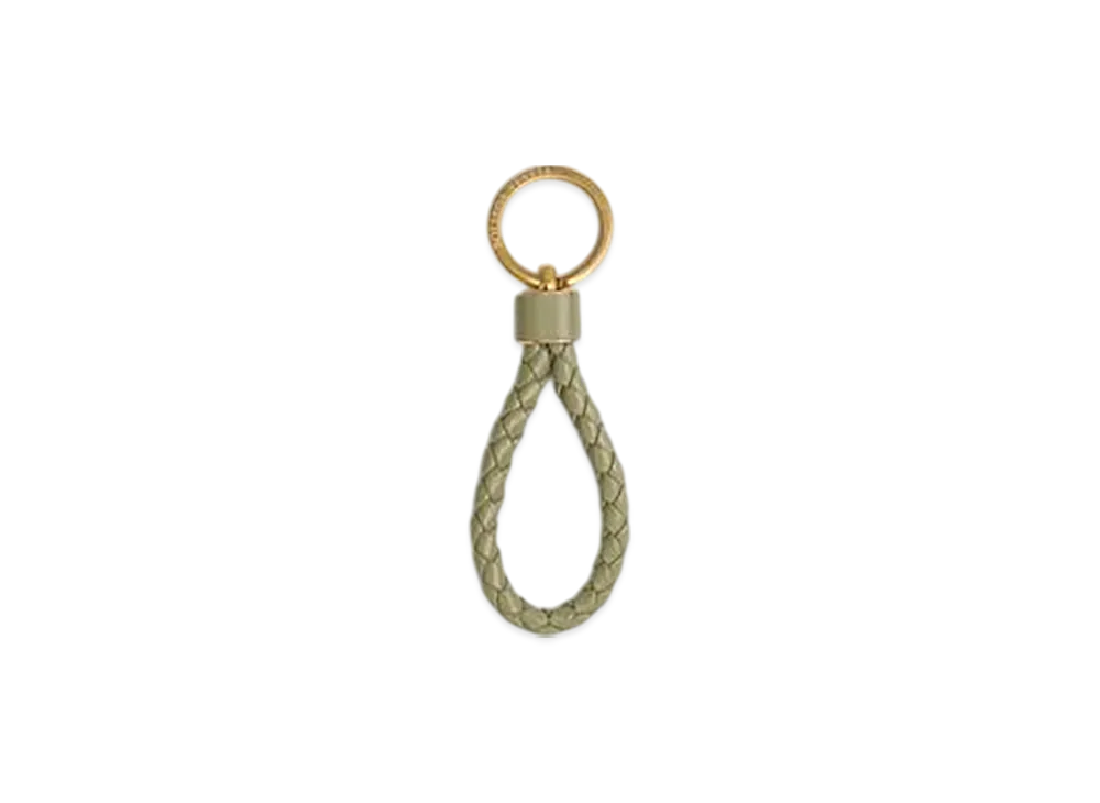 Bottega Veneta Intrecciato Key Ring "Travertine"
