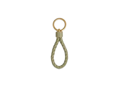 Bottega Veneta Intrecciato Key Ring "Travertine"