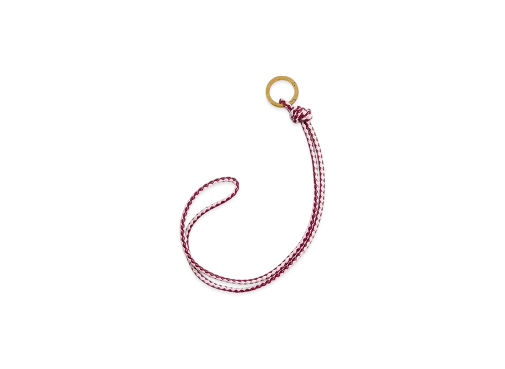 Bottega Veneta Intrecciato Long Key Ring "Dark Red/Blisswashed"