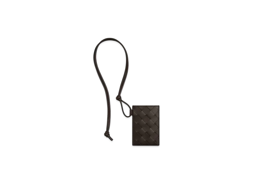 Bottega Veneta Intrecciato Badge Holder "Fondente/Matcha"