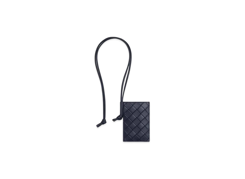 Bottega Veneta Intrecciato Stamp Badge Holder "Abyss"