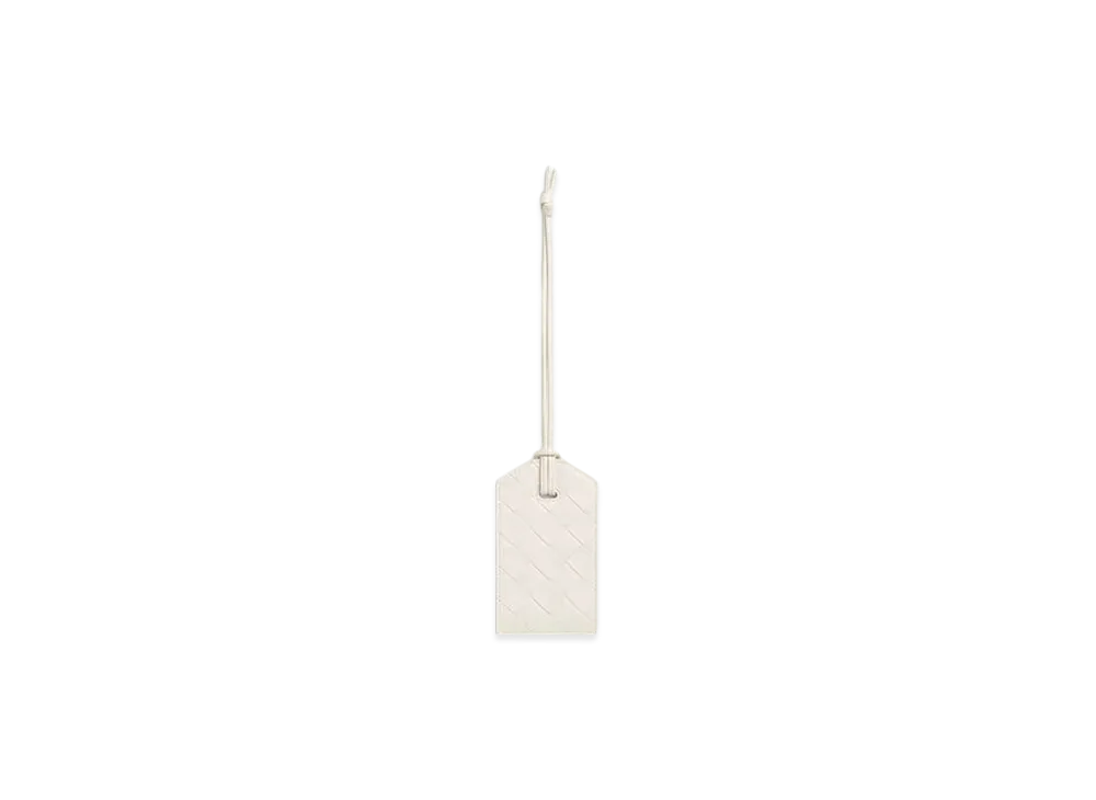Bottega Veneta Intrecciato Strap Tag Holder "Chalk"